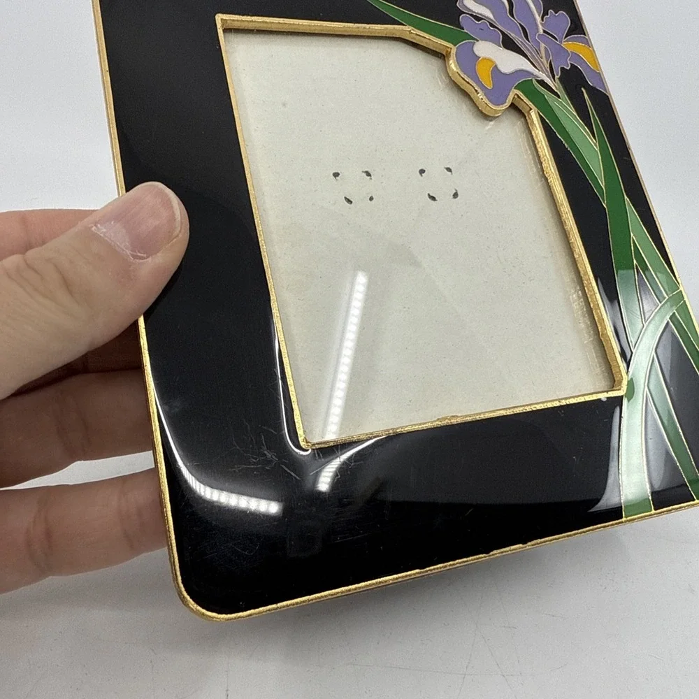 Vtg Cloisonne Iris Black‎ 3.5